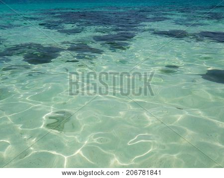 Crystal turquoise green sea ocean clear water at Lipe Island Satun Thailand.