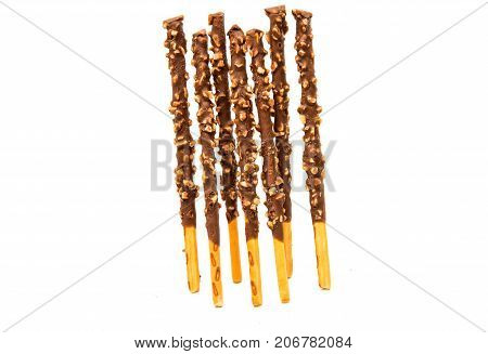 Pepero Chocolate stick sweet confectionery white background