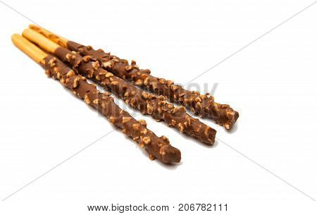 Pepero Chocolate stick sweet confectionery white background