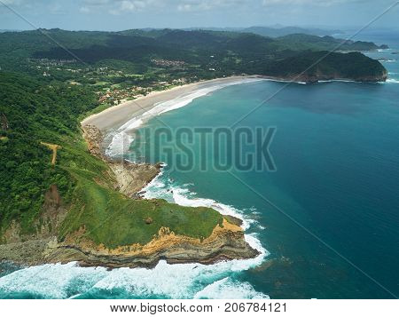 Guacalito bay in Nicaragua landscape aerial drone view
