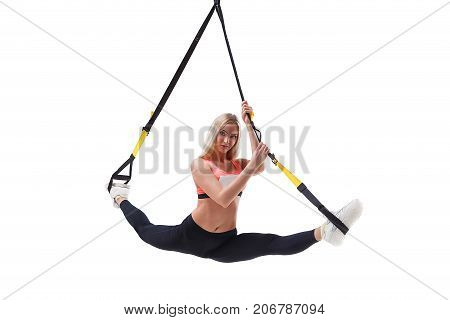 Woman Doing A Split With Trx