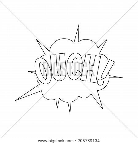 Comic speech bubble with expression text OUCH. Comic speech bubble outline vector illustration for games cartoon animation and web