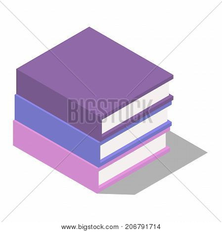 books. a collection of three books, the books are stacked, books in isometric view, in isolation from the background