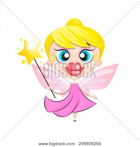 Flying fairy butterfly.Vector illustration on a white background.