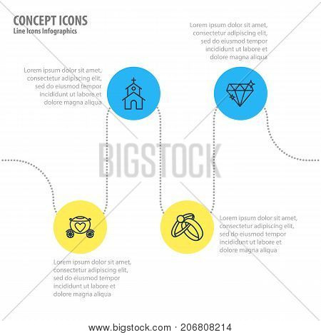 Editable Pack Of Brilliant, Building, Engagement And Other Elements.  Vector Illustration Of 4 Wedding Icons.