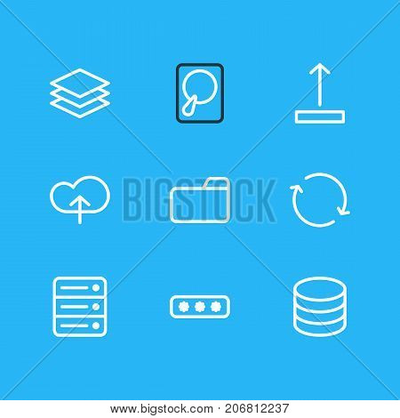 Editable Pack Of Arrow Up, Dossier, Parole And Other Elements.  Vector Illustration Of 9 Archive Icons.