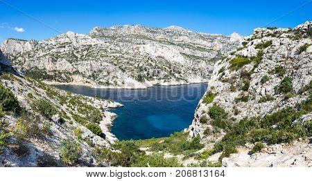 The Calanque de Morgiou one of the biggest calanques located between Marseille and Cassis France