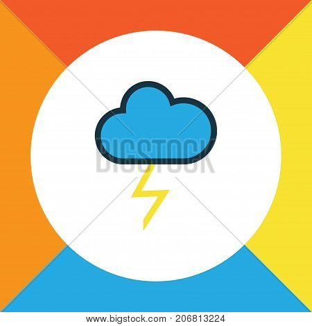 Premium Quality Isolated Cloudburst Element In Trendy Style.  Thunderstroke Colorful Outline Symbol.