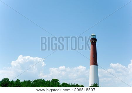 Barnegat Lighthouse in Barnegat New Jersey on a beautiful summer day