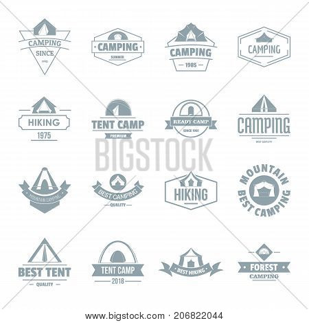 Camping tent logo icons set. Simple illustration of 16 camping tent logo vector icons for web