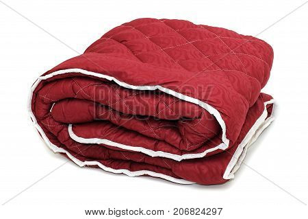 Blanket warm lint sintepon on white background isolation