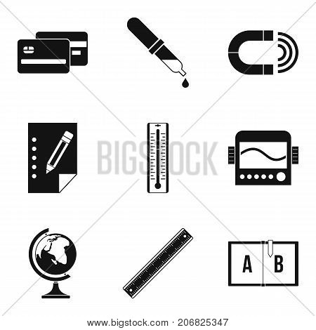 School things icons set. Simple set of 9 school things vector icons for web isolated on white background