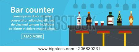 Bar counter banner horizontal concept. Flat illustration of bar counter banner horizontal vector concept for web design