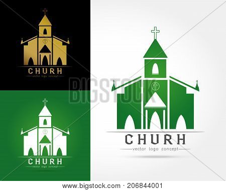 Template logo church as the church building on white background.Church house logoVector illustration