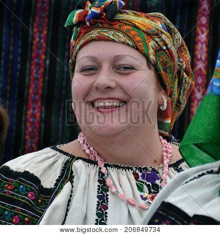Borschiv - Ternopil - Ukraine - September 8 2013. Ukrainian folk holiday Borschevsk black embroidery and borscht