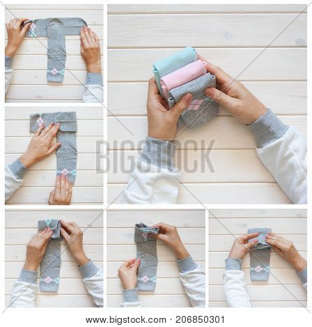 Clothes Storage. Order In The Closet. Folding Socks. Master Class.