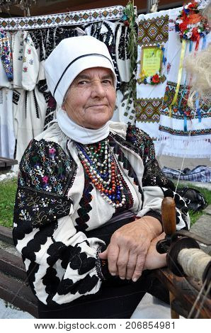 Borschiv - Ternopil - Ukraine - September 8 2013. Ukrainian folk holiday Borschevsk black embroidery and borscht