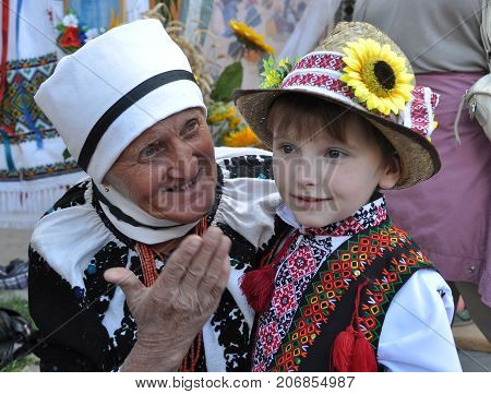 Borschiv - Ternopil - Ukraine - September 8 2013. Ukrainian folk holiday Borschevsk black embroidery and borscht