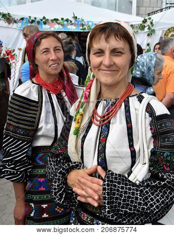 Borschiv - Ternopil - Ukraine - September 8 2013. Ukrainian folk holiday Borschevsk black embroidery and borscht
