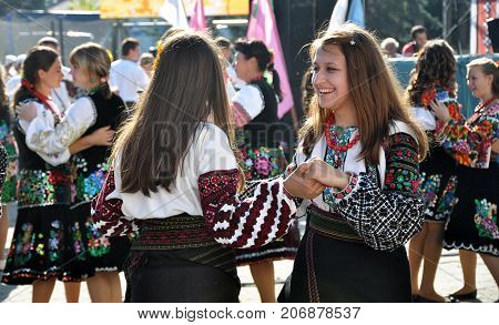 Borschiv - Ternopil - Ukraine - September 8 2013. Ukrainian folk holiday Borschevsk black embroidery and borscht