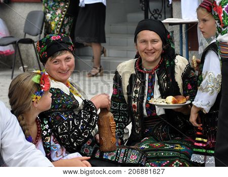 Borschiv - Ternopil - Ukraine - September 8 2013. Ukrainian folk holiday Borschevsk black embroidery and borscht