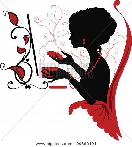 Doodle grafico silhouette di una donna.