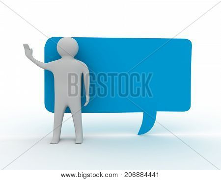 3d man with a blank speech booble . 3d rendered illustration