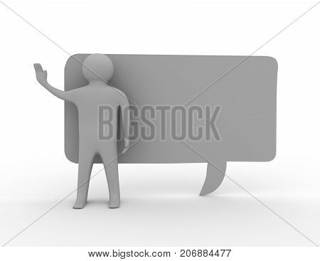 3d man with a blank speech booble . 3d rendered illustration