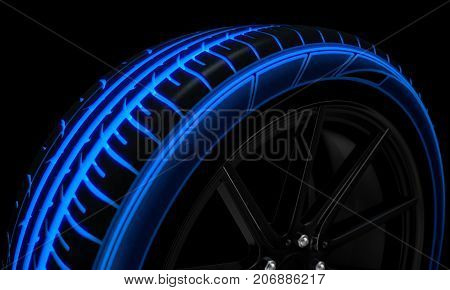 Tire Luminous Tread And Dark Background