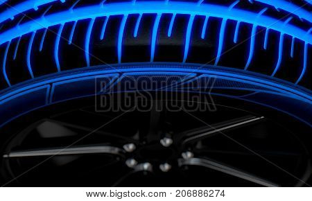 Tire Luminous Tread And Dark Background
