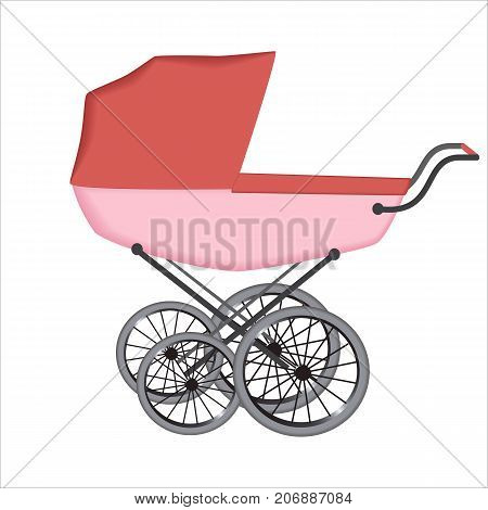The  buggy or carriage for baby on white background
