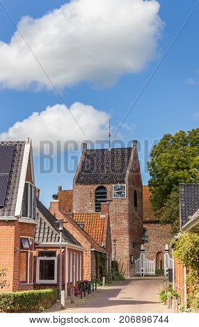 Church tower in the medieval village of Ezinge Netherlands