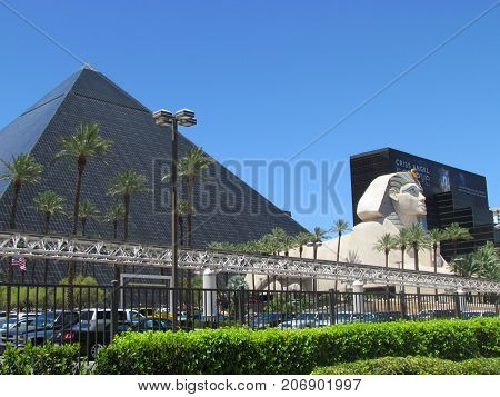 Las Vegas Nevada USA, 21 July 2011: Front view on Luxor Casino Hotel in Las Vegas