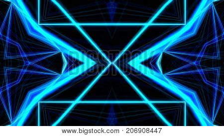 Vj Fractal Blue Kaleidoscopic Background. Background Motion With Fractal Design. Disco Spectrum Ligh