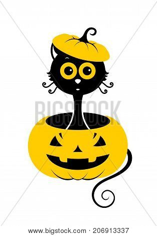 Halloween cat icon or logo in modern line style. Vector illustration