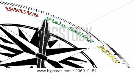 A project managers compass with issues and risks