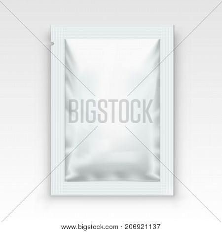White Blank Clear Sachet For Food, Medical Or Cosmetics. Eps10 Vector
