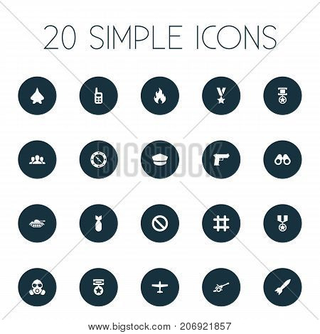 Elements Compass, Missile, Flame And Other Synonyms Direction, Glass And Orden.  Vector Illustration Set Of Simple War Icons.