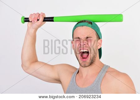 Man In Green On White Background. Sports And American Game