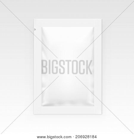 White Blank Clear Sachet For Food, Medical Or Cosmetics. EPS10 Vector