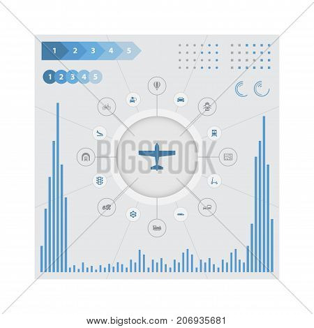 Elements Convertible Model, Downgrade, Cement Machine And Other Synonyms Tunnel, Train And Bicycle.  Vector Illustration Set Of Simple Transportation Icons.