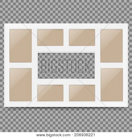 Multi frame set with empty space. Photo frame. Photo frame collage. Multi frame for several photos.isolated on background. Vector illustration. Eps 10.