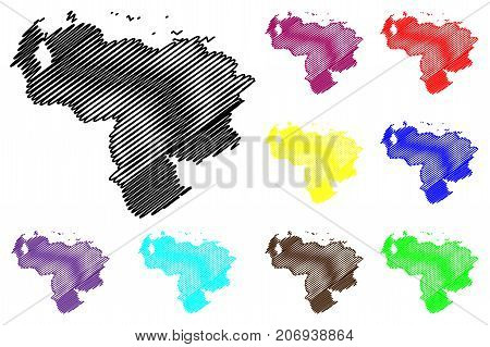 Venezuela map vector illustration , scribble sketch Venezuela