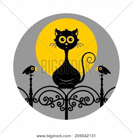Halloween cats icon or logo in modern line style. Vector illustration