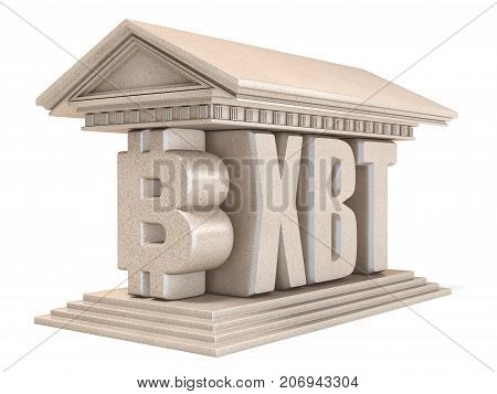 Bitcoin Xbt Currency Sign Temple 3D