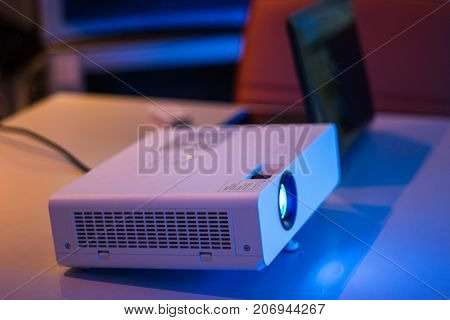 projector connected to Laptop for presentation in a meeting room