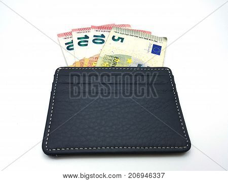 Euro Bank Notes In Leather Wallet