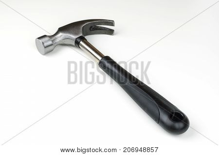 Isolated Steel Hammer On White Background , Housework Hardware Capenter Instrument