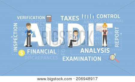 Audit concept illustration. Idea of taxes, examination and control.