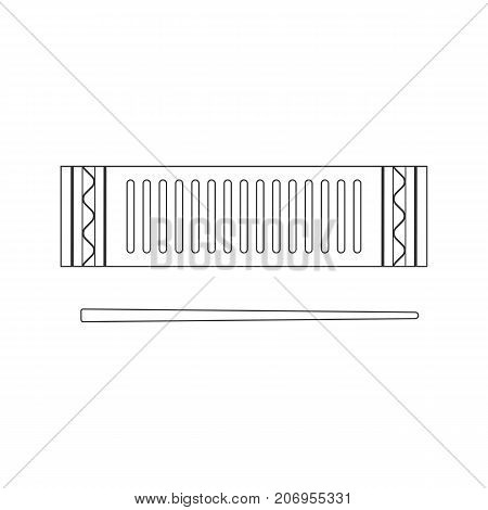 Isolated black outline decorative ornate reco-reco on white background. Line brazilian musical instrument for bateria of capoeira